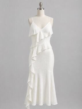 Wild Fable White Ruffle Midi Dress - Size XXS - Cottagecore - Coquette